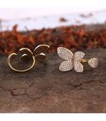 Golden Stylish Smart Look Beautiful Designer Cubic Zirconia Ring