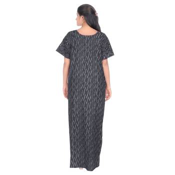Black & White colour Floral Design Printed Square Neck Cotton Nighty For Ladies Nightwear Women Night Gown(Free Size) 3
