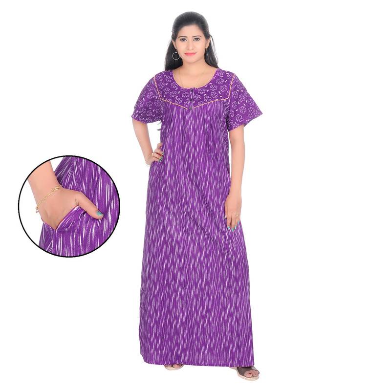 Purple Bollywood Nighty Deep Purple Women Sexy Long Dressing Night