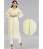 Ada Green Faux Georgette Hand Embroidered  Lucknowi Chikankari Kurti
