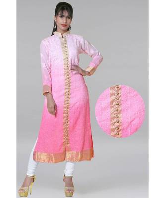 Ada Pink Hand Embroidered Chikankari Georgette Kurti  1