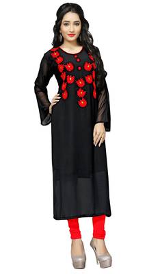 Justkartit Women'S Casual Wear Georgette Embroidery Kurti Top 1