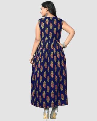 Dark-blue printed cotton cotton-kurtis 2