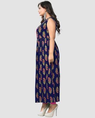 Dark-blue printed cotton cotton-kurtis 3