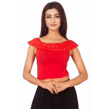 Red Colour Cotton Spandex Free Size Blouse for Women. 1