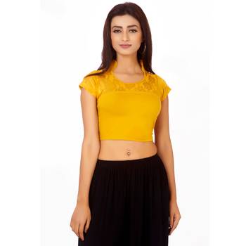 Yellow Colour Cotton Spandex Free Size Blouse for Women. 1