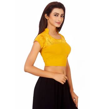 Yellow Colour Cotton Spandex Free Size Blouse for Women. 2