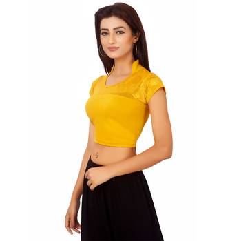 Yellow Colour Cotton Spandex Free Size Blouse for Women. 3
