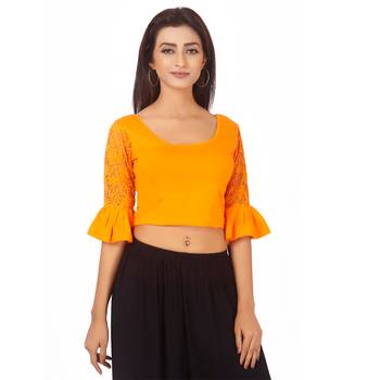 Yellow Colour Cotton Spandex Free Size Blouse for Women. 1