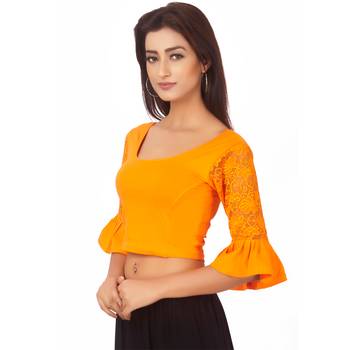Yellow Colour Cotton Spandex Free Size Blouse for Women. 3
