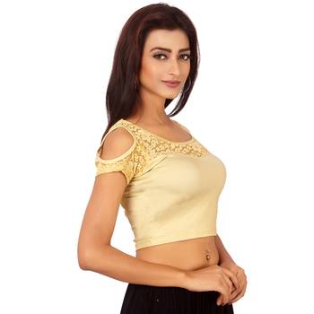 Beige Colour Cotton Spandex Free Size Blouse for Women. 2