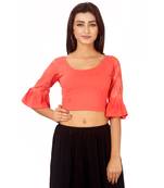 Peach Colour Cotton Spandex Free Size Blouse for Women.