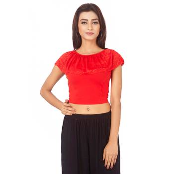 Red Colour Cotton Spandex Free Size Blouse for Women. 1