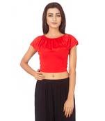 Red Colour Cotton Spandex Free Size Blouse for Women.