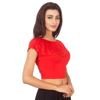 Red Colour Cotton Spandex Free Size Blouse for Women. 2