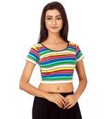 multicolor Colour Cotton Spandex Free Size Blouse for Women.