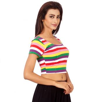 multicolor Colour Cotton Spandex Free Size Blouse for Women. 2