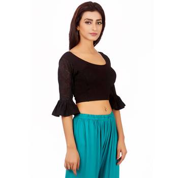 Black Colour Cotton Spandex Free Size Blouse for Women. 2