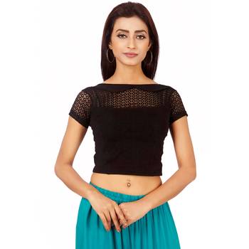Black Colour Cotton Spandex Free Size Blouse for Women. 1