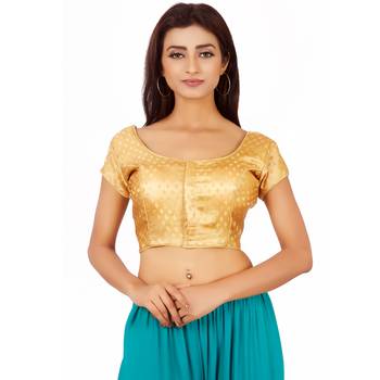 Gold Colour Silk Free Size Blouse for Women. 1