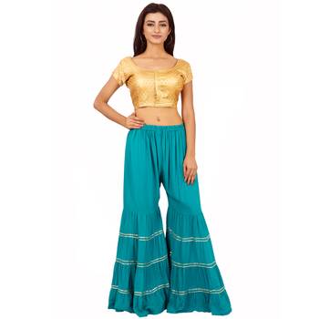 Gold Colour Silk Free Size Blouse for Women. 4