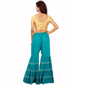 Gold Colour Silk Free Size Blouse for Women. 5