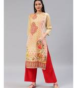 Multi Polyester Straight Women Long Kurta
