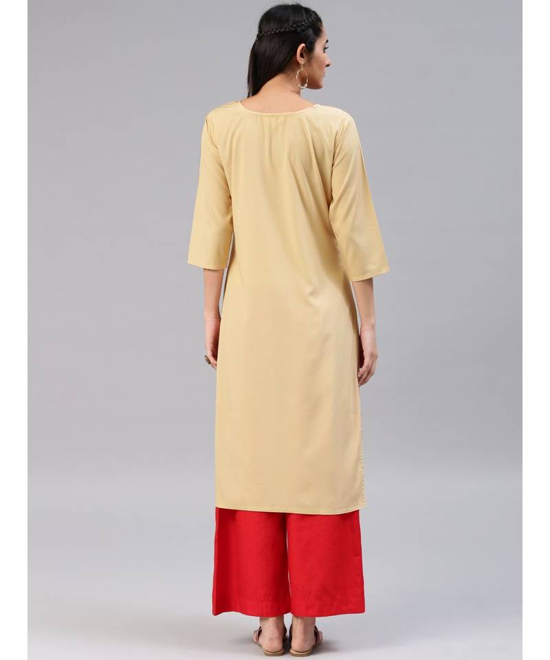 Multi Polyester Straight Women Long Kurta