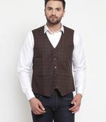 Blue Woven Pure Woollen Nehru Jacket