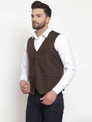 Blue Woven Pure Woollen Nehru Jacket 2