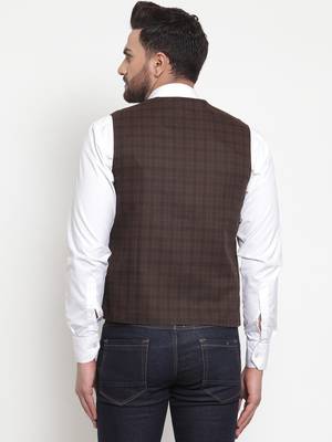 Blue Woven Pure Woollen Nehru Jacket 3