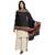 Black & Multicolour Woolen Woven Design Paisley Shawl
