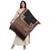 Black & Multicolour Woolen Woven Design Paisley Shawl