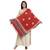 Red & Multicolour Viscose Rayon Woven Design Geometric Shawl