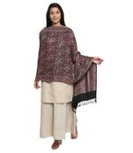 Black & Multicolour Viscose Rayon Woven Design Floral Shawl