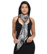 Grey & Black Viscose Rayon Woven Design Checked square Scarf