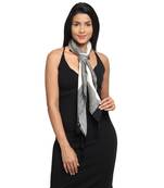 Natural & Black Viscose Rayon Woven Design Colourblocked Square Scarf