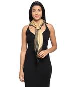 Beige & Black Viscose Rayon Woven Design Colourblocked Square Scarf