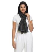 Black & Multicolour Viscose Rayon Woven Design Striped Stole