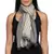 Beige & Black Viscose Rayon Woven Design Striped Stole