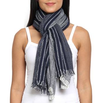 Black & White Viscose Rayon Woven Design Striped Stole 2
