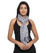 Anekaant Grey & Navy Cotton Floral Geometric Printed Stole