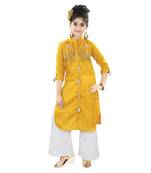 Gold Slik Embroidered Pallazzo Suit Top And Bottom