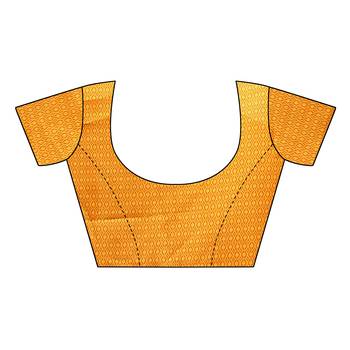 Yellow printed art silk saree with blouse 5