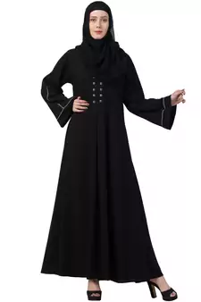 MRC Mrc-9052 A-Line Abaya Front Box Button Black