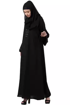 MRC Mrc-9052 A-Line Abaya Front Box Button Black
