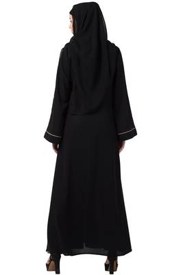 MRC Mrc-9052 A-Line Abaya Front Box Button Black 4