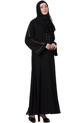 MRC Mrc-9052 A-Line Abaya Front Box Button Black 6