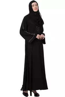 MRC Mrc-9052 A-Line Abaya Front Box Button Black