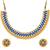 Golden Ball With Blue Stone Traditional Brass Necklace Jewellery Set With Earrings For Women Girls